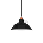 Lampenschirm Bistrot aus emailliertem Metall mit E27-Fassung, Durchmesser 30 cm – Schwarz