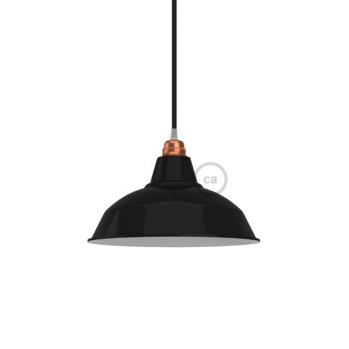 Lampenschirm Bistrot aus emailliertem Metall mit E27-Fassung, Durchmesser 30 cm – Schwarz