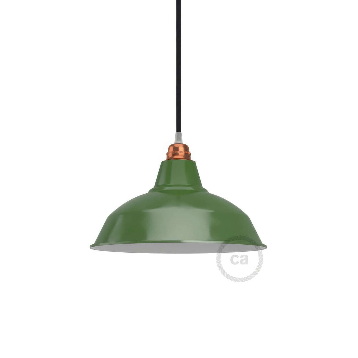 Bistrot-Lampenschirm aus emailliertem Metall mit E27-Fassung, Durchmesser 30 cm - Grün