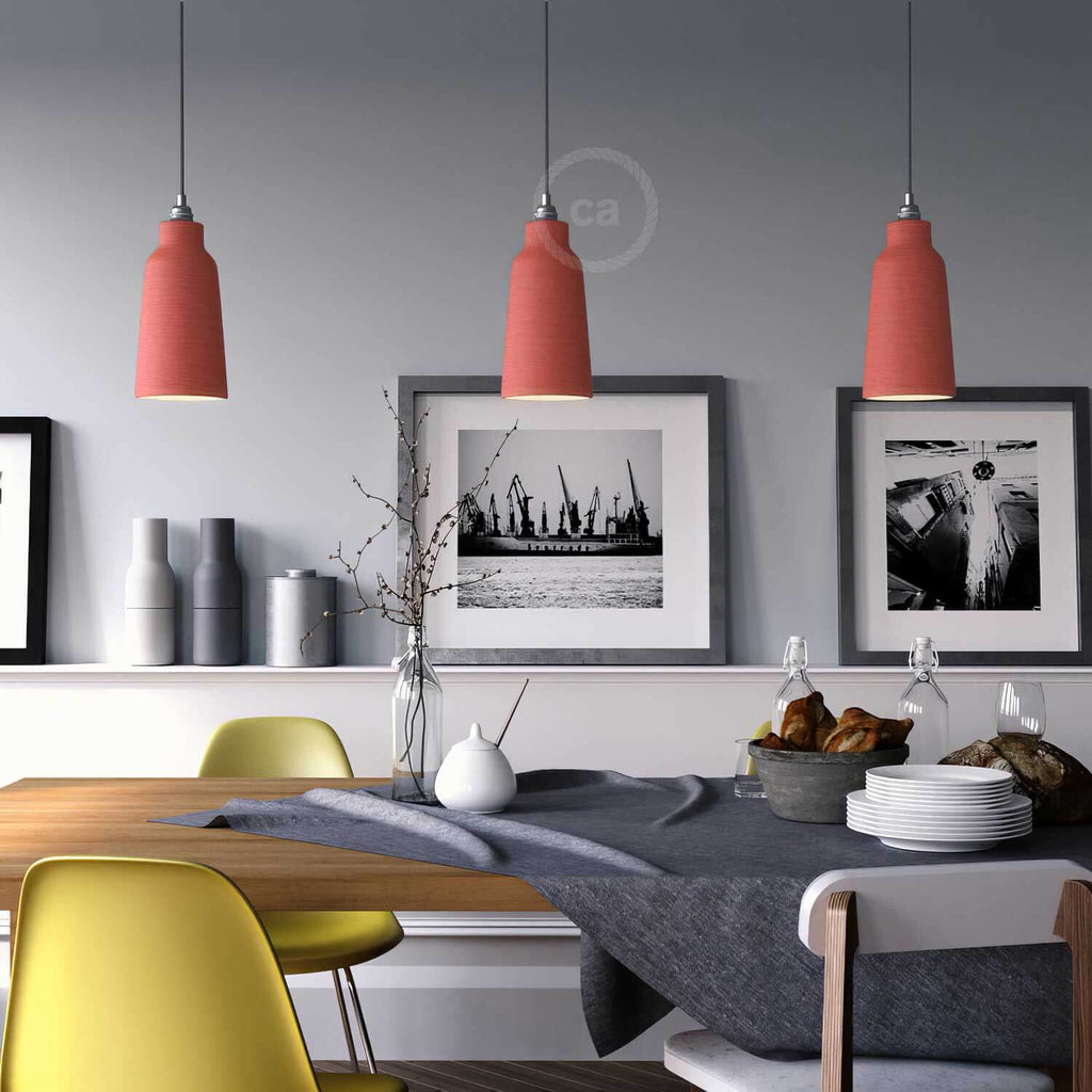 Flaschenschirm aus Keramik, Kollektion Materia – Made in Italy – Gestreiftes Korallenrot – Ansicht 2