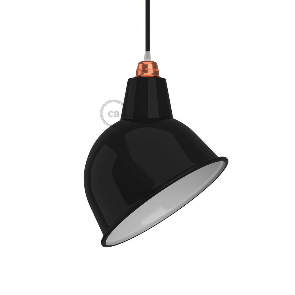 Broadway-Lampenschirm aus emailliertem Metall mit E27-Fassung – Schwarz