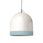 Lampenschirm Campana M zweifarbig aus Keramik Weiß und Himmelblau, Kollektion Materia – Made in Italy