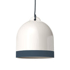 Glocke Lampenschirm M zweifarbig aus Keramik Weiß und Petrol, Kollektion Materia - Made in Italy