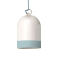Lampenschirm Campana Mini XS zweifarbig aus Keramik Weiß und Hellblau, Kollektion Materia – Made in Italy