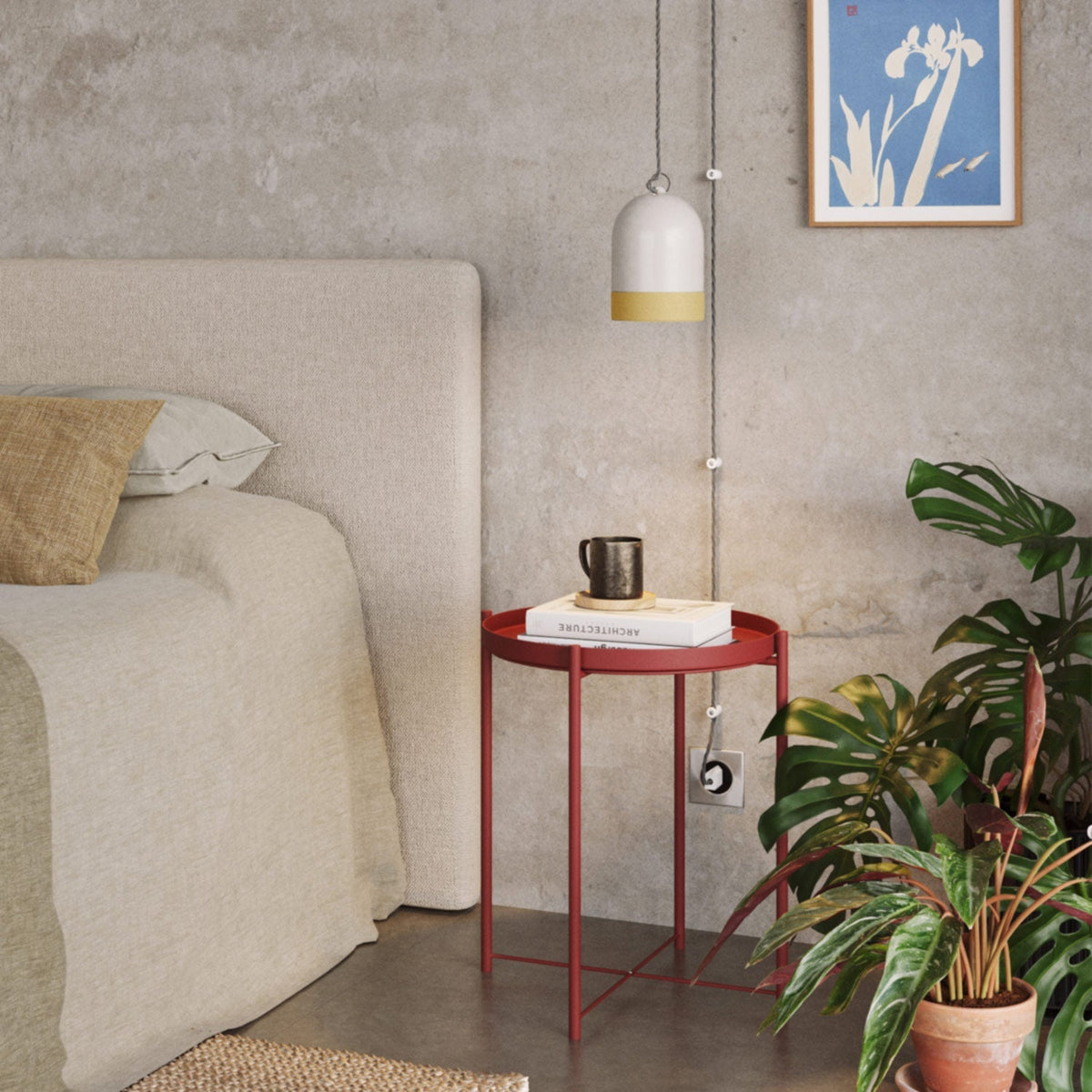 Lampenschirm Campana Mini XS zweifarbig aus Keramik Weiß und Gelb, Kollektion Materia – Made in Italy – Ansicht 2