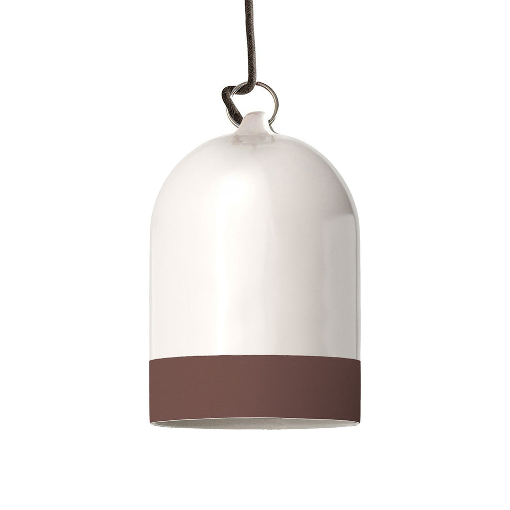 Lampenschirm Campana Mini XS zweifarbig aus Keramik Weiß und Braun, Kollektion Materia - Made in Italy