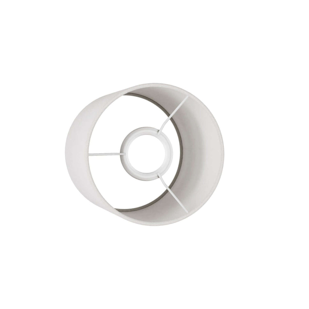 Zylindrischer Stofflampenschirm mit E27-Fassung – 100% Made in Italy – Glänzendes weißes Leinen – Ansicht 3