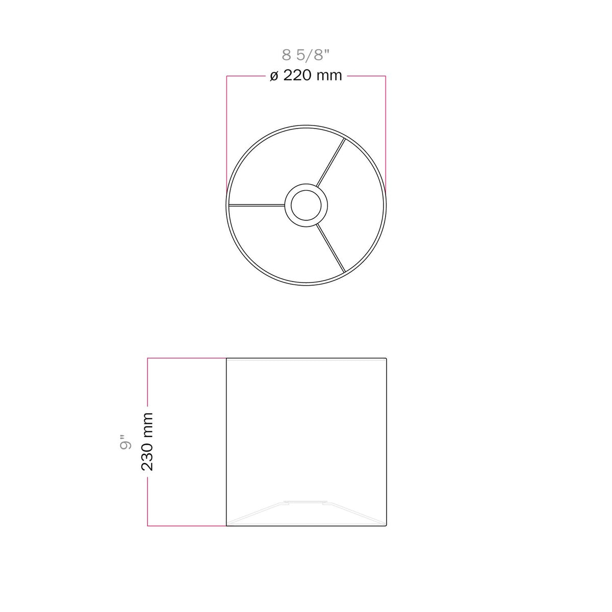 Lampenschirm Cilindro M aus Stoff mit E27-Fassung – Made in Italy – Cinette Hummerrot – Ansicht 6