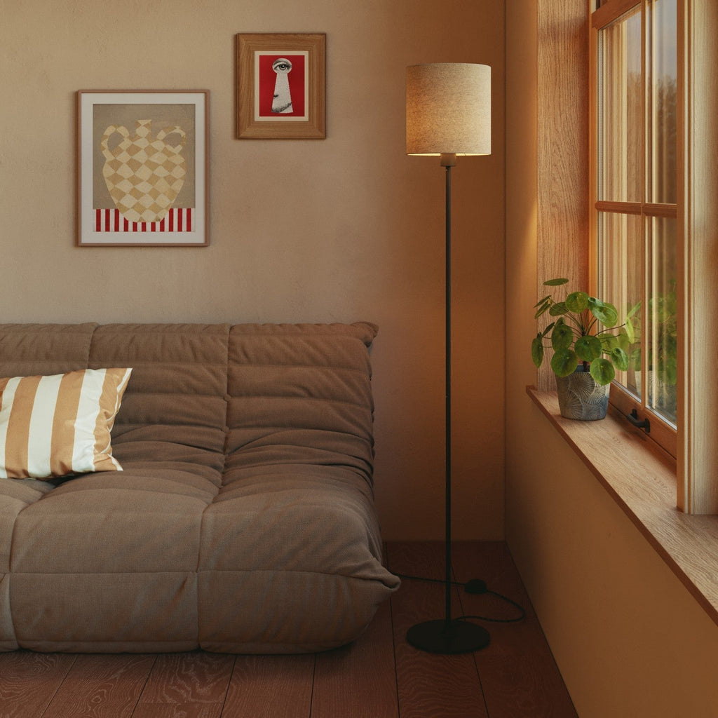 Zylinderschirm M aus Stoff mit E27-Fassung – Made in Italy – Wolle Beige – Ansicht 2