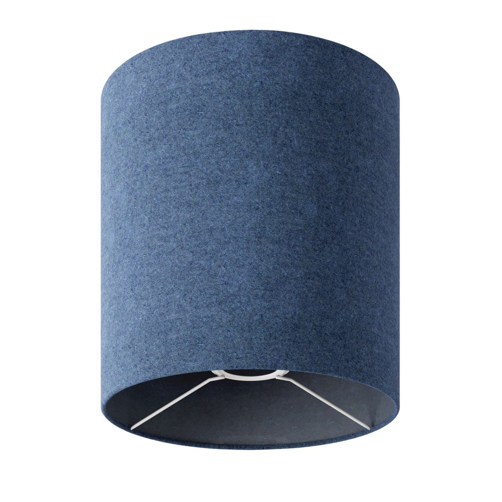 Zylinder-Lampenschirm M aus Stoff mit E27-Fassung – Made in Italy – Blaues Wollgewebe