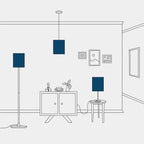 Zylinder-Lampenschirm M aus Stoff mit E27-Fassung – Made in Italy – Blaues Wollgewebe – Ansicht 5