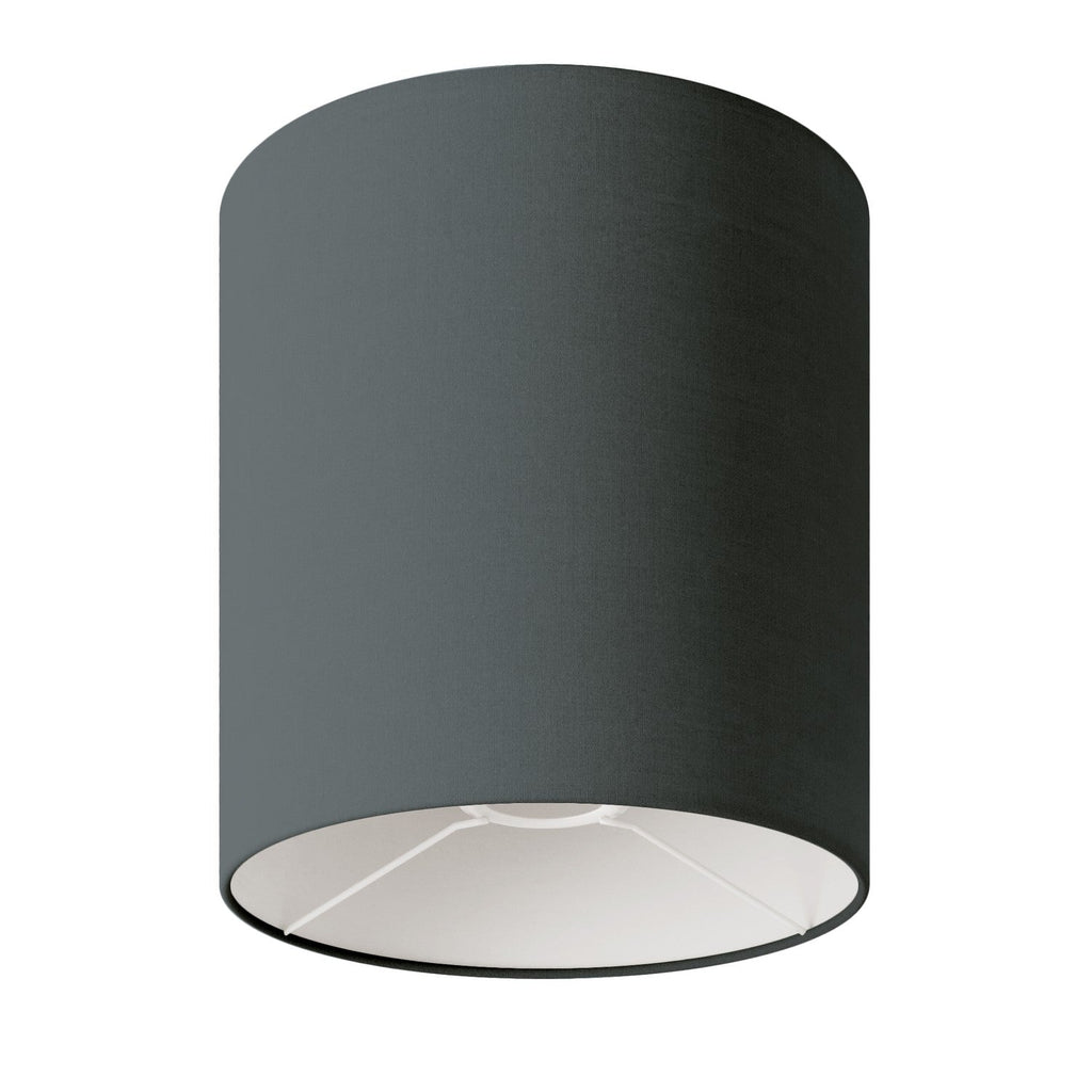 Zylindrischer Lampenschirm M aus Stoff mit E27-Fassung – Made in Italy – Dunkelgrauer Teletta-Stoff