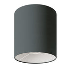 Zylindrischer Lampenschirm M aus Stoff mit E27-Fassung – Made in Italy – Dunkelgrauer Teletta-Stoff