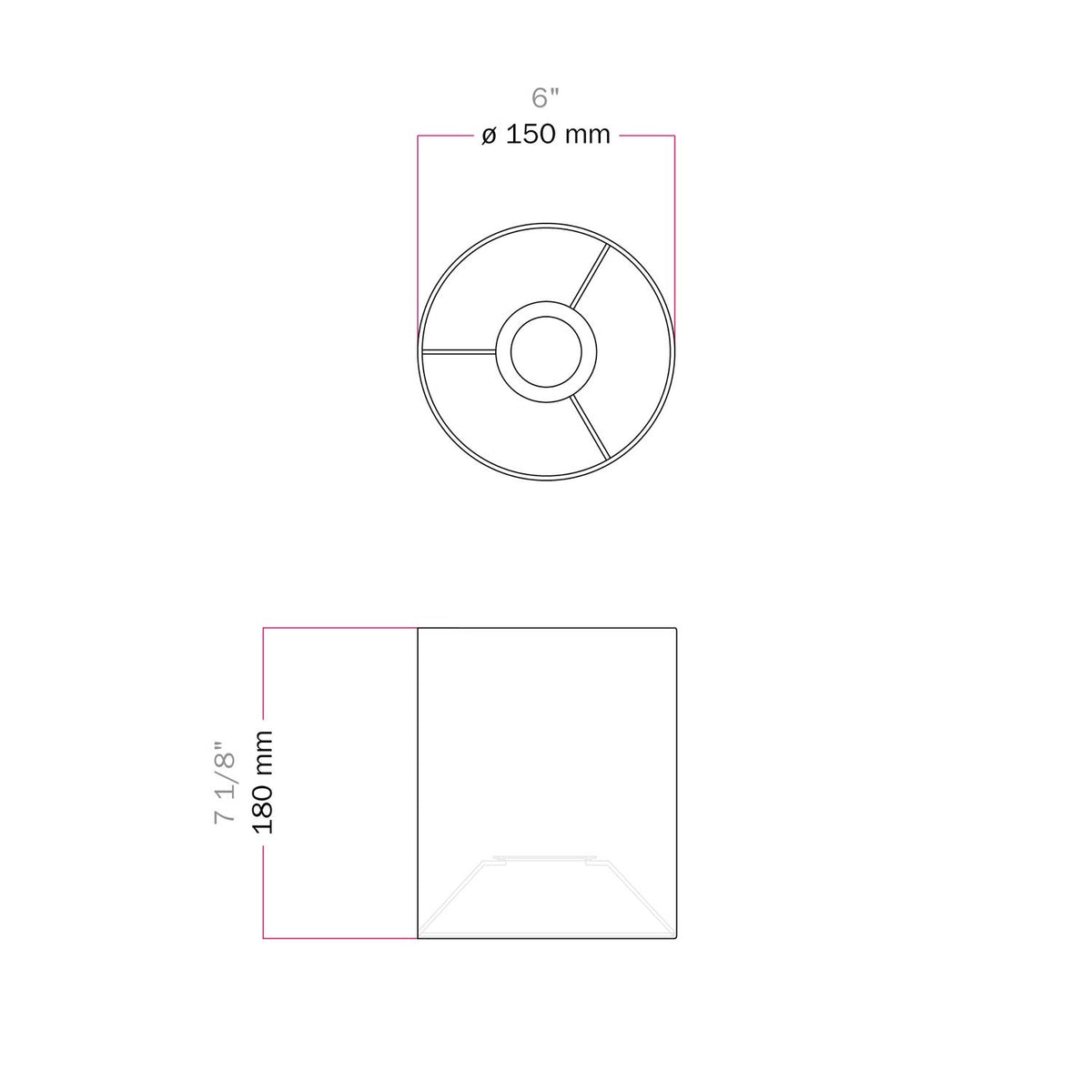 Zylinderschirm S aus Stoff mit E27-Fassung – Made in Italy – Arenal Asche – Ansicht 6