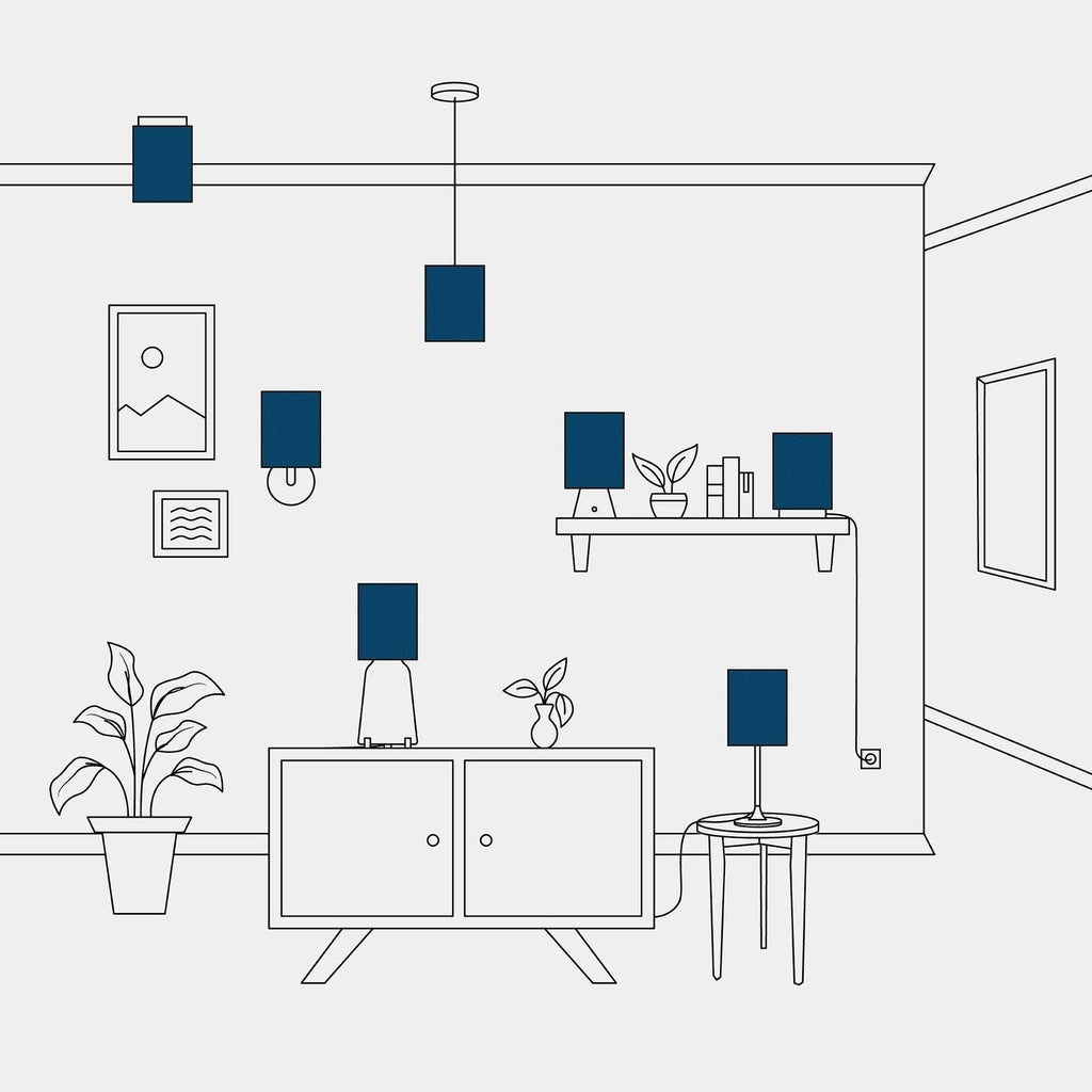 Zylindrischer Lampenschirm S aus Stoff mit E27-Fassung – Made in Italy – Wolle Blau – Ansicht 5