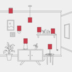 Zylinder-Lampenschirm S aus Stoff mit E27-Fassung – Made in Italy – Teletta Rot – Ansicht 5