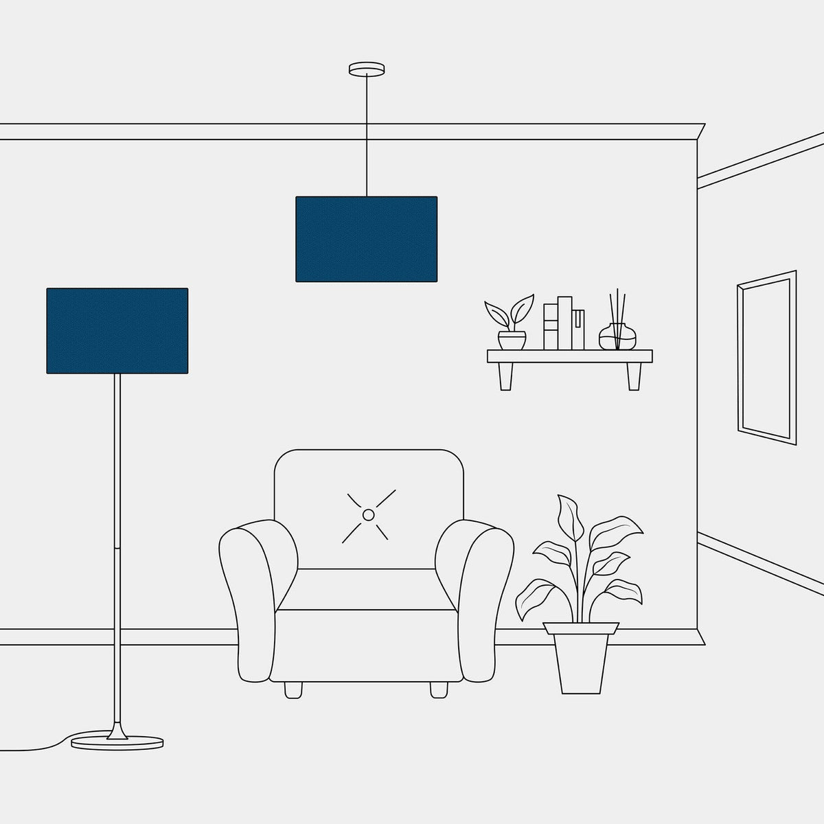 Zylinderförmiger XL-Lampenschirm aus Stoff mit E27-Fassung – Made in Italy – Blaue Wolle – Ansicht 5