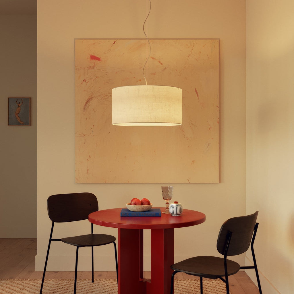 Zylindrischer XXL-Lampenschirm aus Stoff mit E27-Fassung – Made in Italy – Naturleinen – Ansicht 2