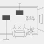 Zylindrischer XL-Lampenschirm aus Stoff mit E27-Fassung – Made in Italy – Teletta Anthrazit – Ansicht 5