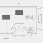 Lampenschirm Zylinder XL aus Stoff mit E27-Fassung – Made in Italy – Teletta Dunkelgrau – Ansicht 5