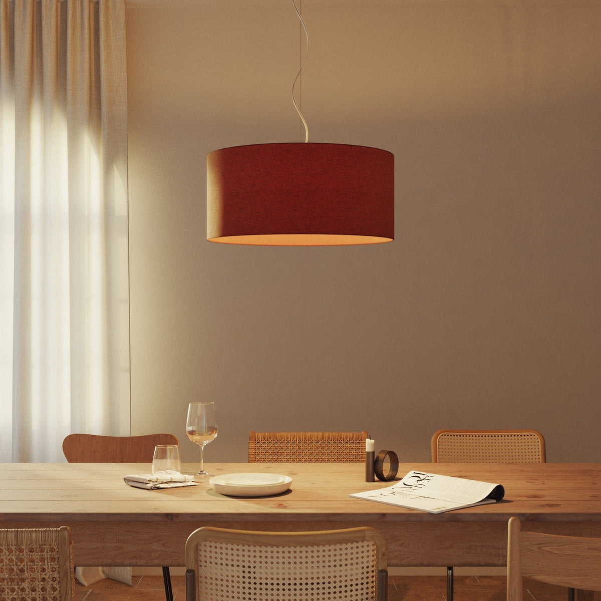 XXL Zylinderschirm aus Stoff mit E27-Fassung – Made in Italy – Wolle Lobster – Ansicht 2