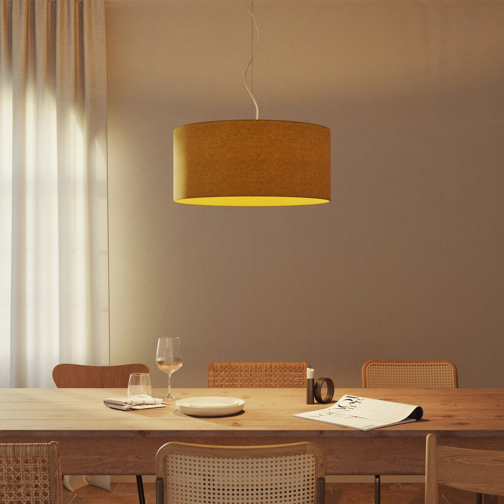 Cilindro XXL-Lampenschirm aus Stoff mit E27-Fassung – Made in Italy – Senfgelbe Wolle – Ansicht 2