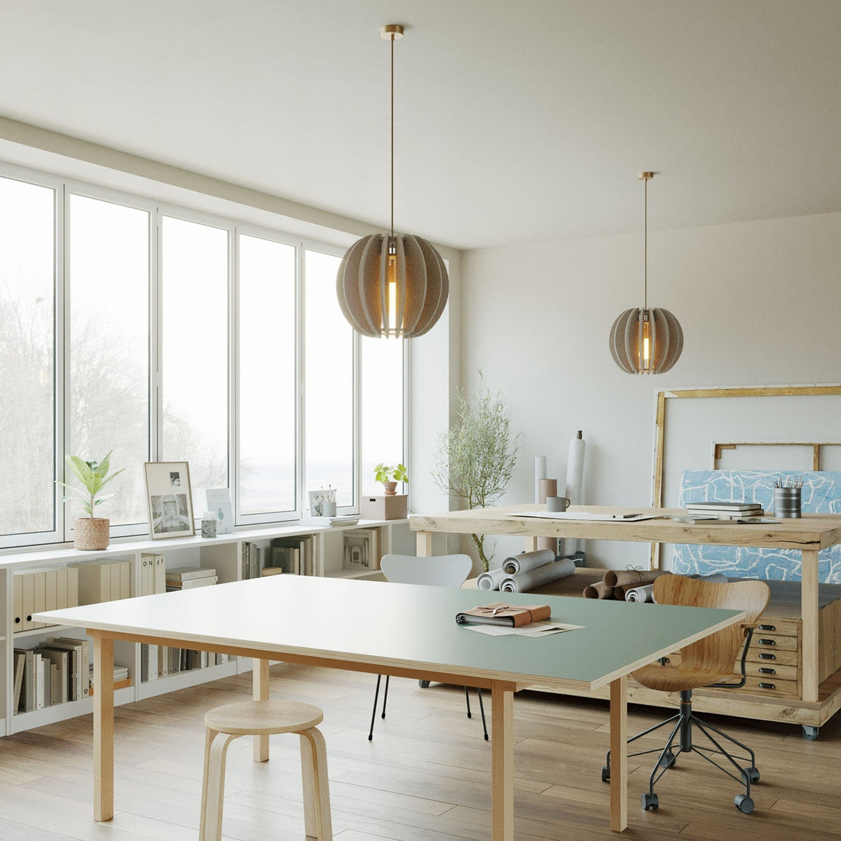 Elliptischer LAMPSHADE-Lampenschirm aus schallabsorbierendem Material – Taupe meliert – Ansicht 2