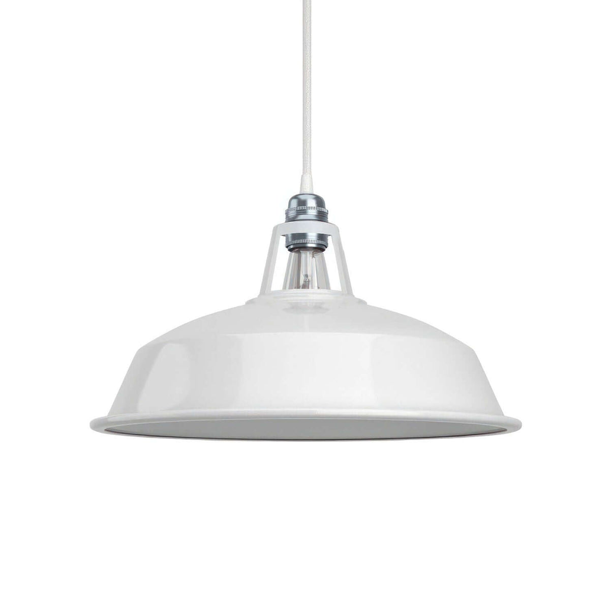 Harbour-Schirm aus emailliertem Metall mit E27-Fassung, Durchmesser 38 cm – Weiß