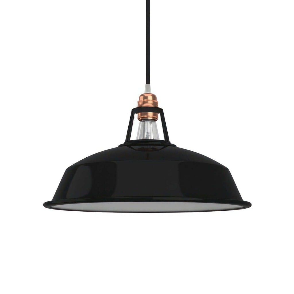 Harbour-Lampenschirm aus emailliertem Metall mit E27-Fassung, Durchmesser 38 cm – Schwarz