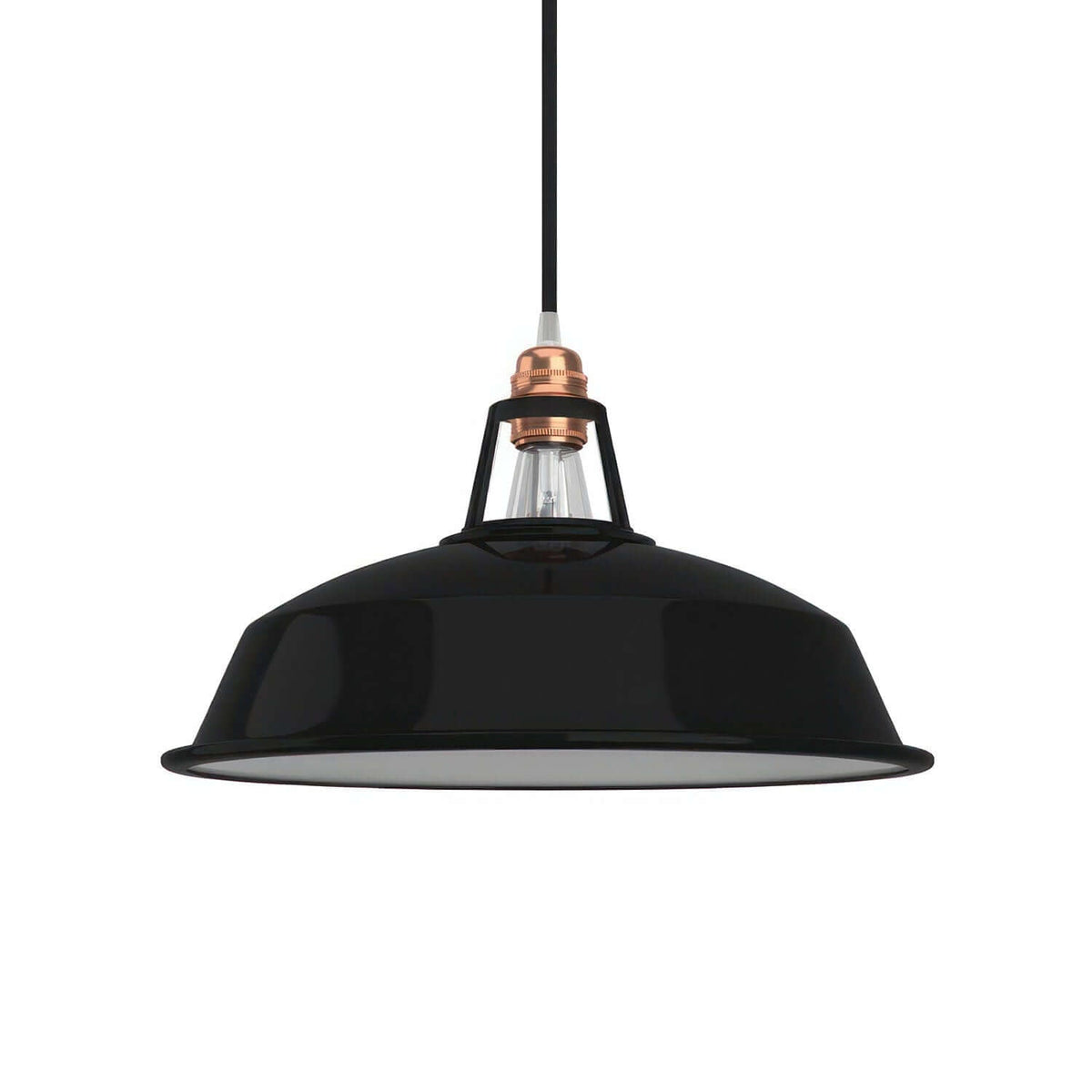 Harbour-Lampenschirm aus emailliertem Metall mit E27-Fassung, Durchmesser 38 cm – Schwarz