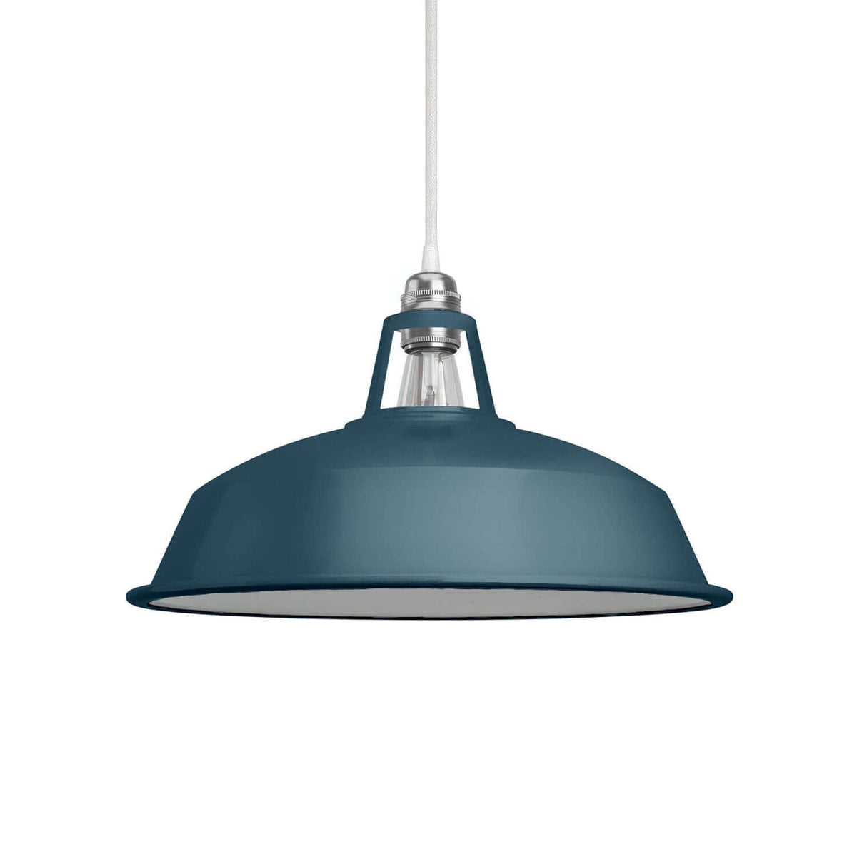 Lampenschirm Harbour aus emailliertem Metall mit E27-Fassung, Durchmesser 38 cm – Petrol