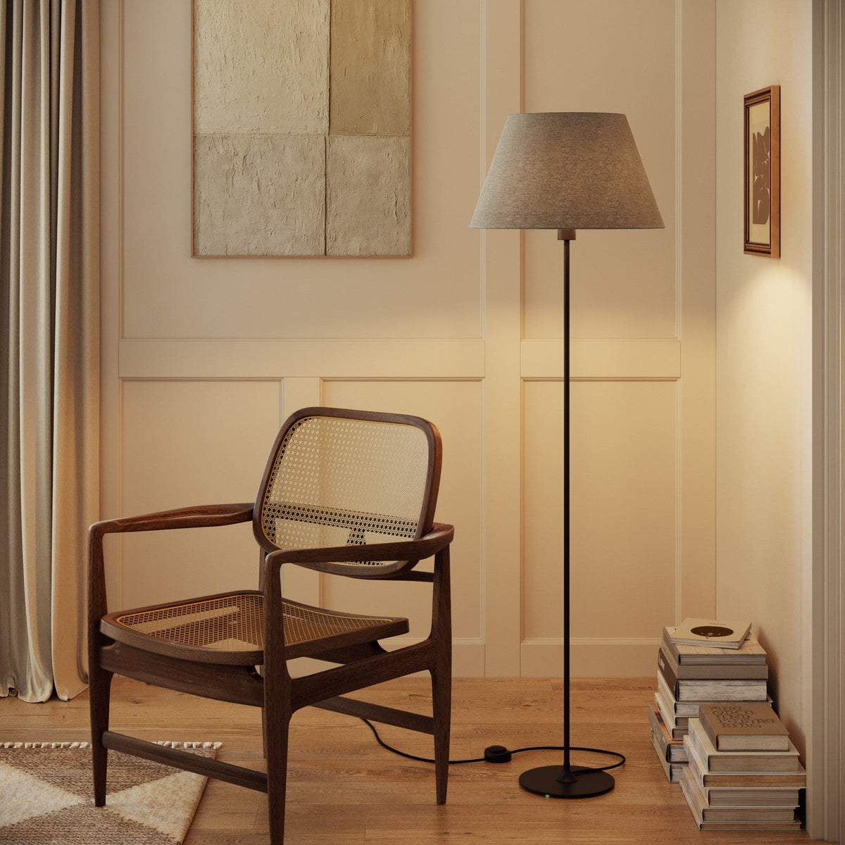 Impero L Lampenschirm für Tischlampe oder Wandleuchte mit E27-Fassung - Made in Italy - Hellgraue Wolle – Ansicht 2
