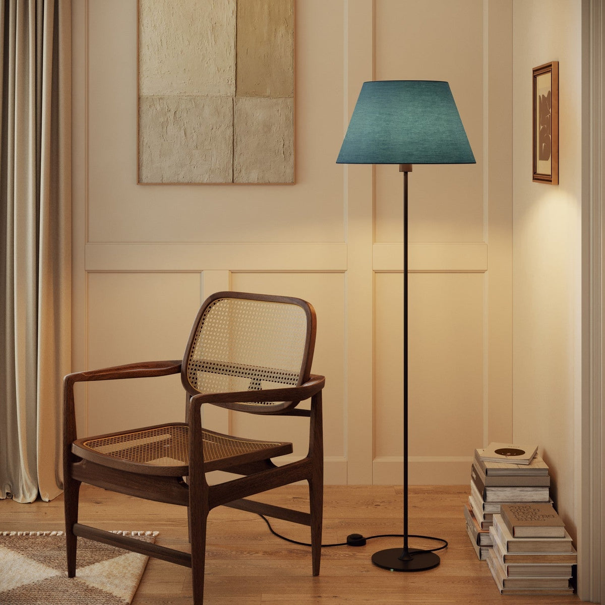 Impero Lampenschirm L für Tisch- oder Wandleuchte mit E27-Fassung – Made in Italy – Stoff Hellblau – Ansicht 2