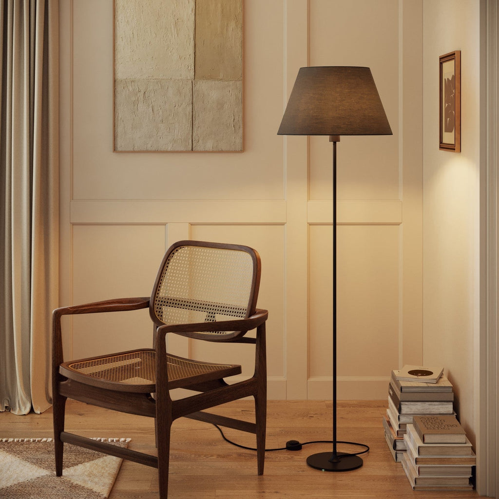 Impero L-Lampenschirm für Tischlampe oder Wandleuchte mit E27-Fassung – Made in Italy – Dunkelgraues Leinwandgewebe – Ansicht 2
