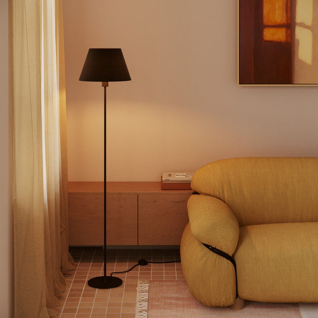 Lampenschirm Impero M aus Stoff für Tischlampe oder Wandleuchte mit E27-Fassung – Made in Italy – Dunkelgraue Wolle – Ansicht 2