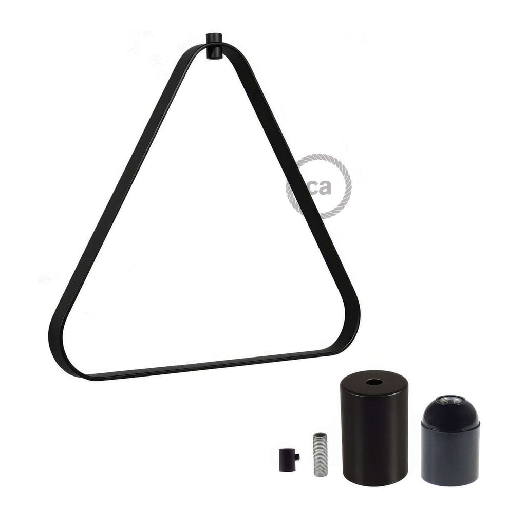 Metall-Lampenschirm Duedì Apex mit Lampenfassungsabdeckung aus Metall und E27-Fassung – Schwarz – Ansicht 3