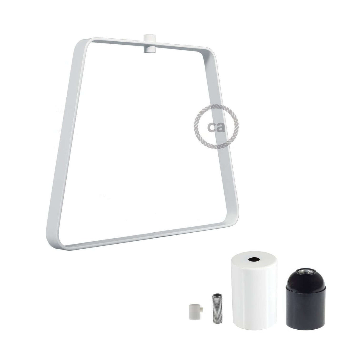 Lampenschirm Duedì Base aus Metall mit Metall-Fassungsabdeckung und E27-Fassung – Weiß – Ansicht 3
