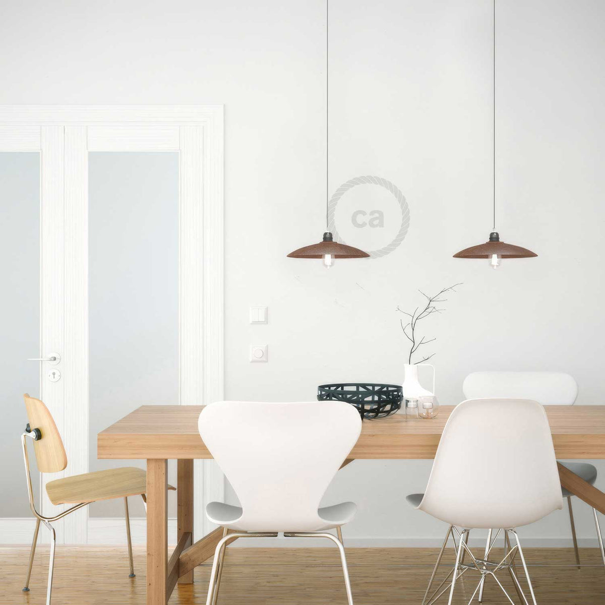 Flacher Keramik-Lampenschirm für Pendelleuchten - Made in Italy - Corten-Look – Ansicht 2