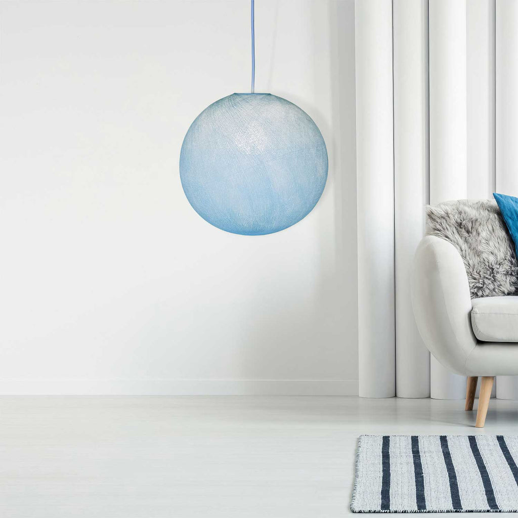 Kugelschirm aus Faden, 100% handgefertigt – Polyester Himmelblau – Ansicht 3