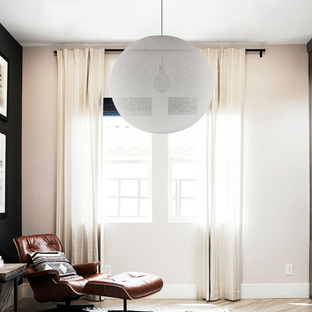 Sfera Light-Lampenschirm aus handgefertigtem Garn – Weißer Polyester – Ansicht 8