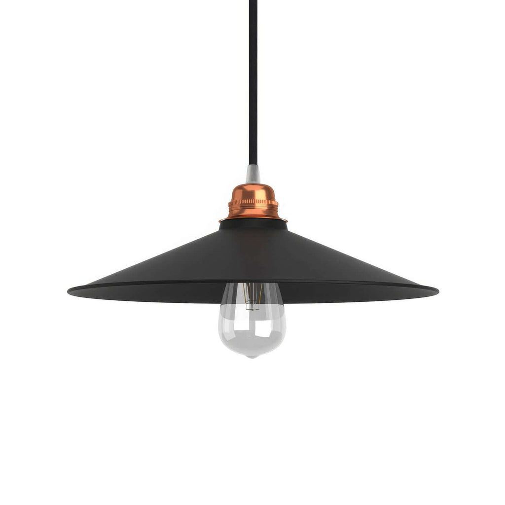 Lampenschirm Swing aus emailliertem Metall für Lampenfassungen E27 - Schwarz innen Schwarz