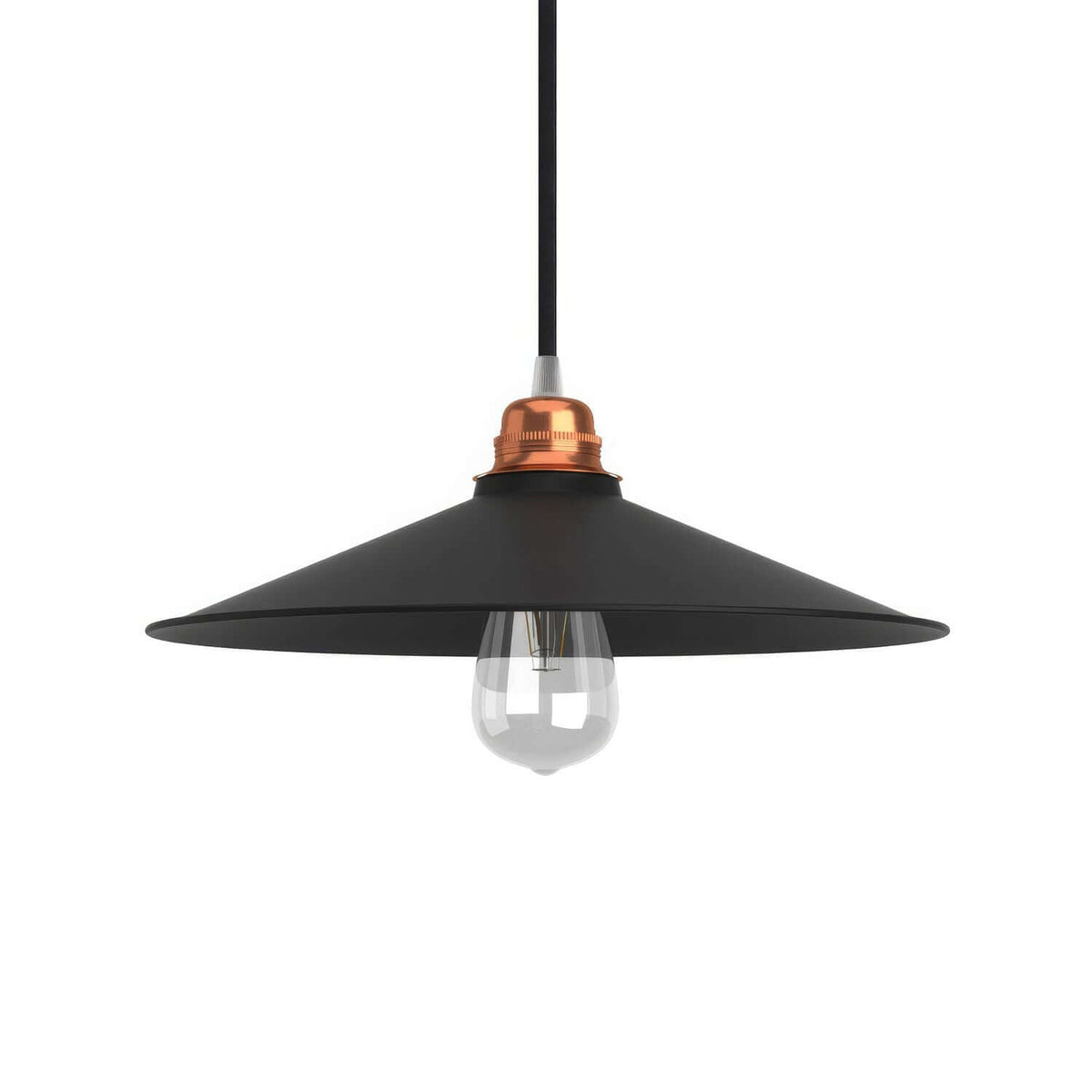 Lampenschirm Swing aus emailliertem Metall für Lampenfassungen E27 - Schwarz innen Schwarz