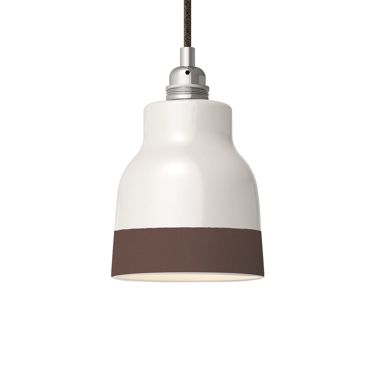 Zweifarbiger Vasenlampenschirm aus Keramik Weiß und Braun, Kollektion Materia - Made in Italy