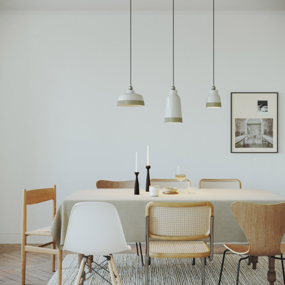 Schirm Vaso bicolor aus Keramik Weiß und Salbeigrün, Kollektion Materia – Made in Italy – Ansicht 3
