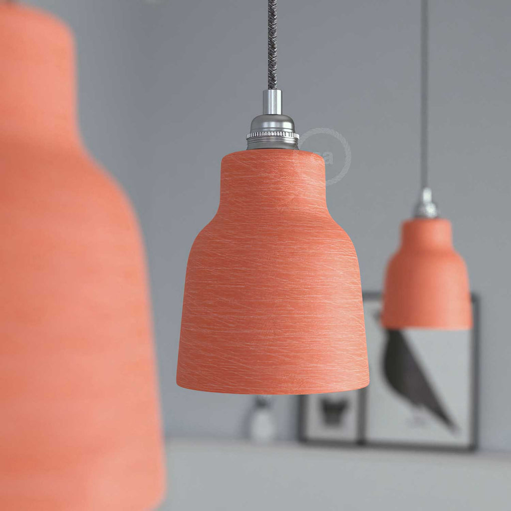 Vasenschirm aus Keramik, Kollektion Materia – Made in Italy – Gestreiftes Korallenrot – Ansicht 3