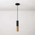 Komplette Pendelleuchte mit Textilkabel und doppeltem Tub-E14-Lampenschirm – Schwarz und Gebürstetes Bronze