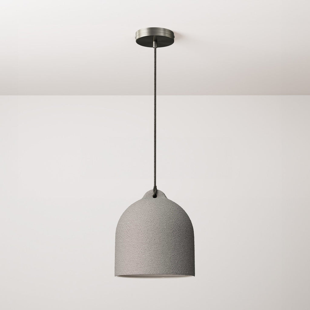 Komplettes Pendelleuchten-Set mit Stoffkabel und Campana M Keramik-Lampenschirm – Beton-Optik