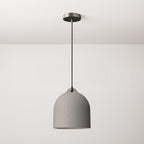 Komplettes Pendelleuchten-Set mit Stoffkabel und Campana M Keramik-Lampenschirm – Beton-Optik