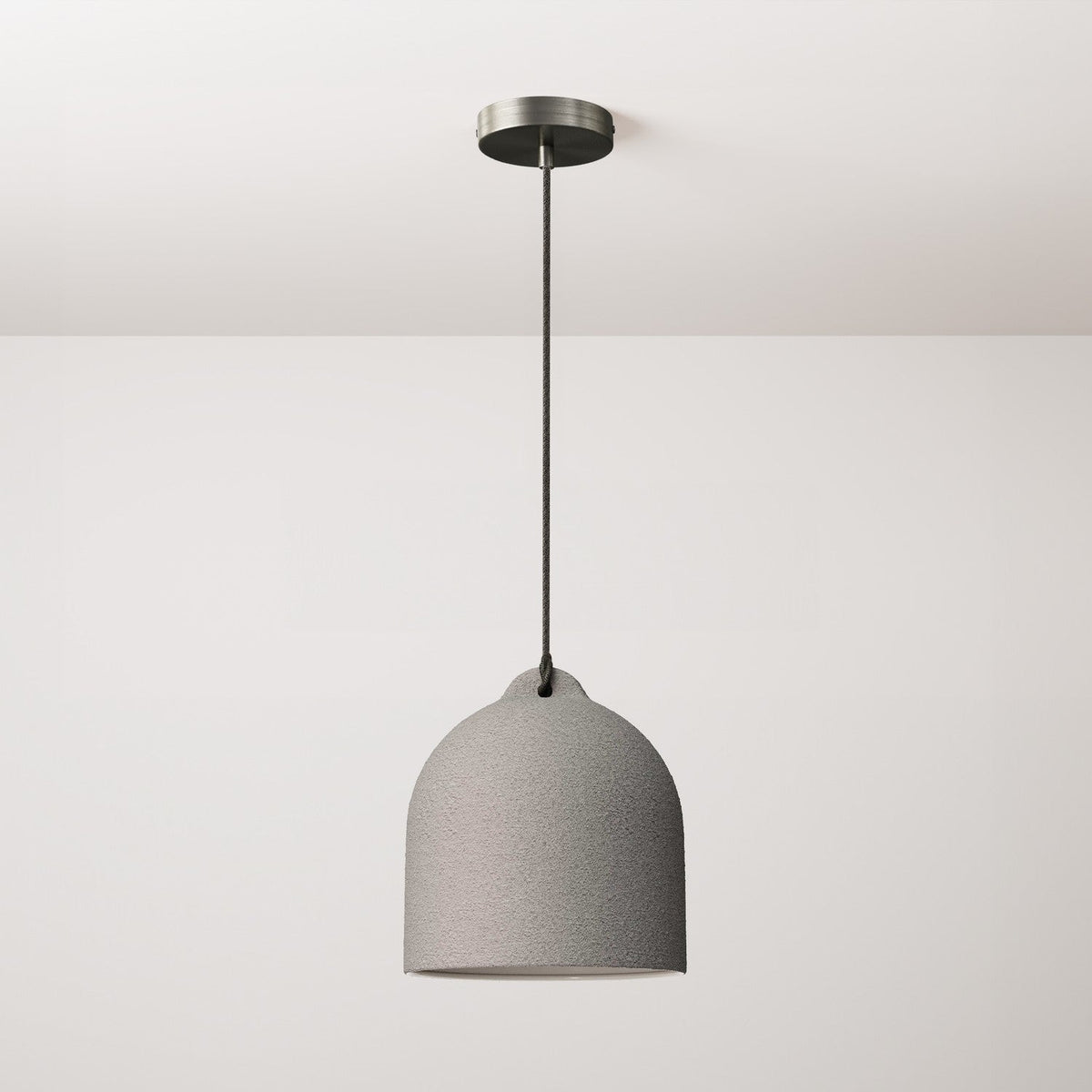 Komplettes Pendelleuchten-Set mit Stoffkabel und Campana M Keramik-Lampenschirm – Beton-Optik
