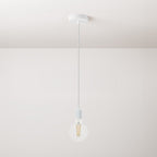 Pendelleuchte komplett mit Textilkabel und monochromen Metall-Finishes – Weiß